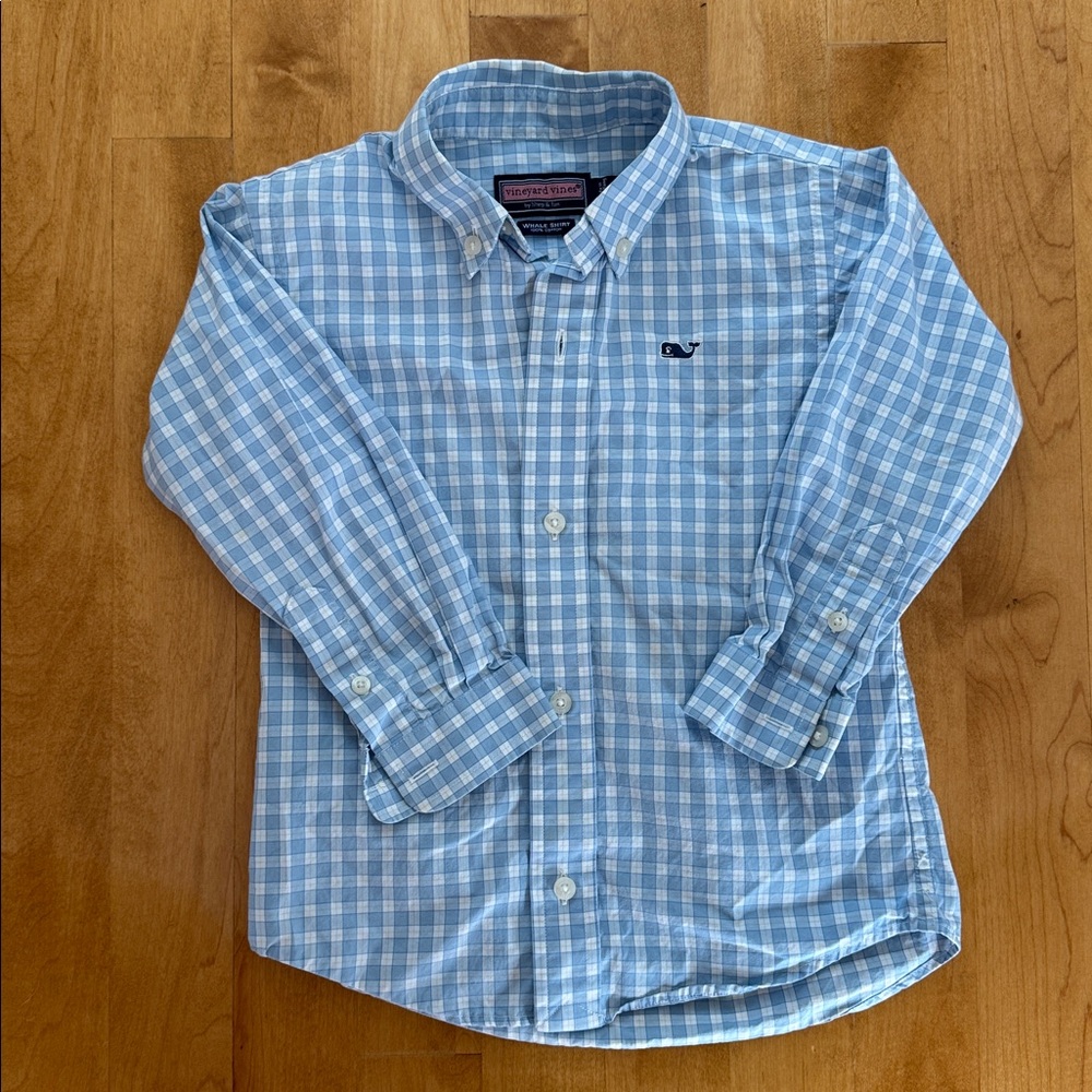Vineyard Vines Light Blue Plaid Shirt size 3t